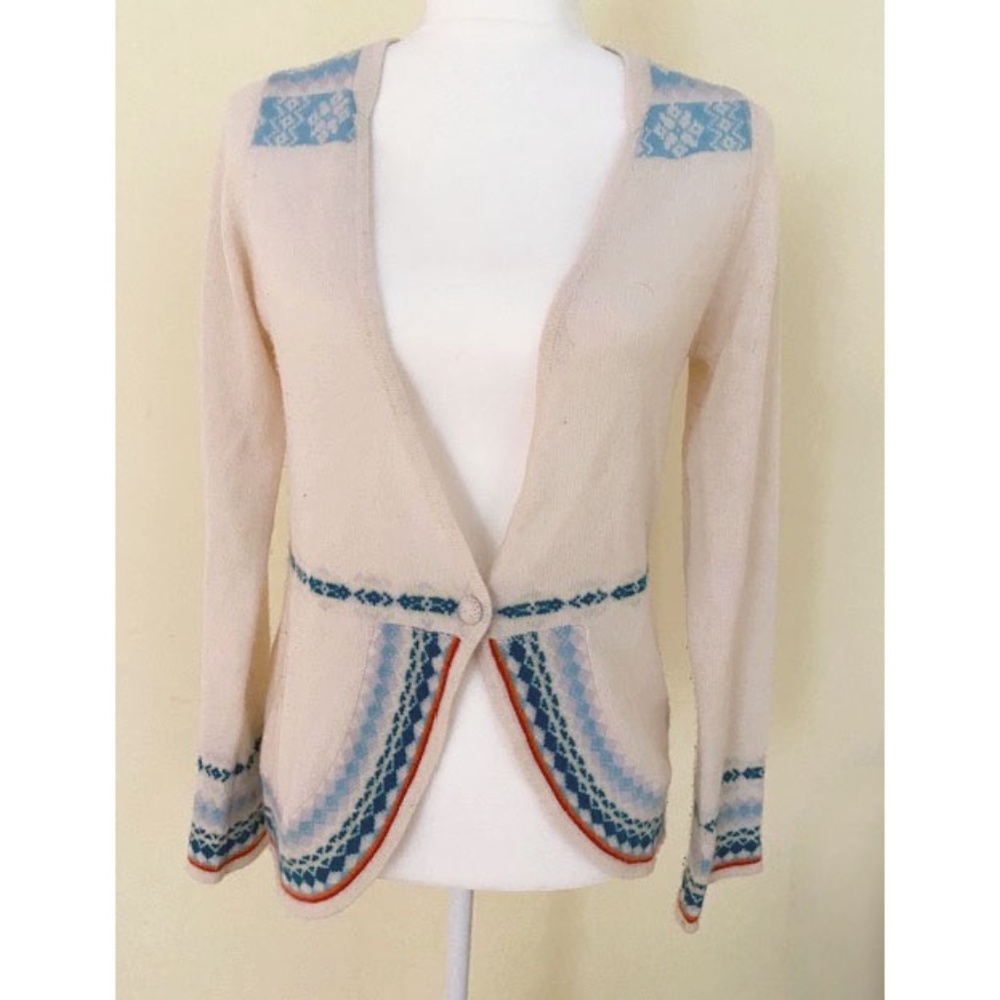 Joe's 100% Cashmere Nordic Style Sweater Cardigan Boho 70s Vintage Retro